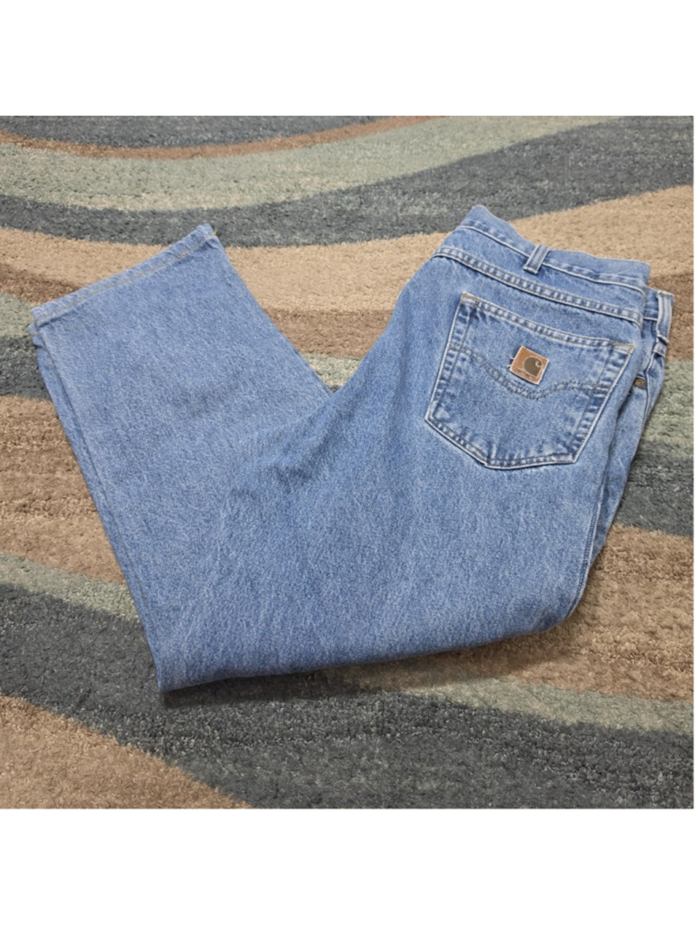 Carhartt Jeans Mens 36 Blue Denim Straight Leg Workwear Medium Wash B480 LVB